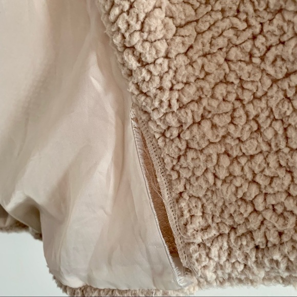 Teddy Neutral Sherpa Sherling Cream lightweight Pea Coat - Picture 11 of 15